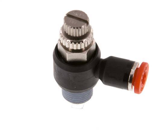 Silenciador de control de flujo Codo de entrada de medidor 4 mm - R1/8'' Latón/PA 66