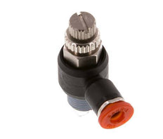 Silenciador de control de flujo Codo de entrada de medidor 4 mm - R1/8'' Latón/PA 66