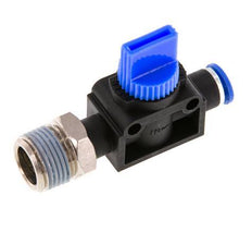 Válvula manual de cierre de 3/2 vías de 6 mm - R3/8'' de plástico/latón Válvula lateral