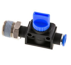 Válvula manual de cierre de 3/2 vías de 6 mm - R3/8'' de plástico/latón Válvula lateral