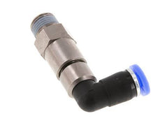 Codo de 4 mm y R1/8'' Junta giratoria rápida Rosca macho Niquelada Latón/PBT NBR Giratorio