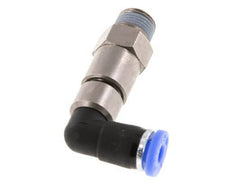 Codo de 4 mm y R1/8'' Junta giratoria rápida Rosca macho Niquelada Latón/PBT NBR Giratorio