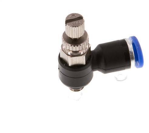Codo de salida del silenciador de control de flujo 4 mm - M5 Latón/PA 66