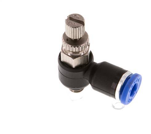 Codo de salida del silenciador de control de flujo 4 mm - M5 Latón/PA 66
