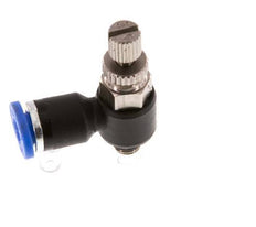 Codo de salida del silenciador de control de flujo 4 mm - M5 Latón/PA 66