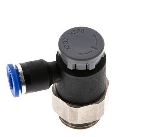 Válvula reguladora de caudal Codo de salida de contador 6 mm - G3/8'' Latón/PA 66 Tuerca de seguridad