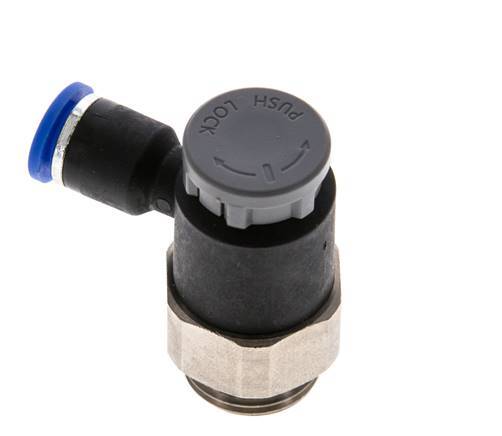 Válvula reguladora de caudal Codo de salida de contador 6 mm - G3/8'' Latón/PA 66 Tuerca de seguridad
