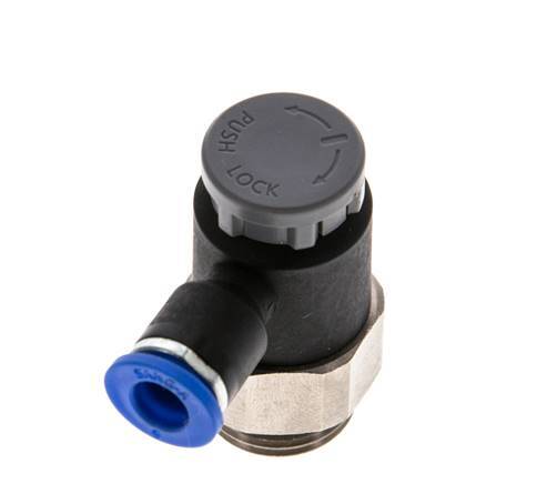 Válvula reguladora de caudal Codo de salida de contador 6 mm - G3/8'' Latón/PA 66 Tuerca de seguridad