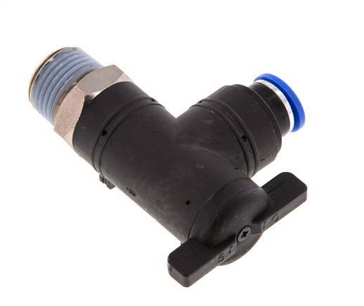 Válvula de bola de codo de 2 vías 10 mm - R1/2'' Plástico/Latón