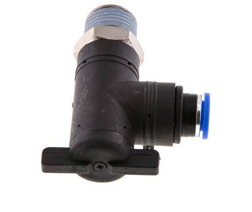 Válvula de bola de codo de 2 vías 10 mm - R1/2'' Plástico/Latón