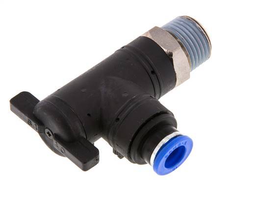 Válvula de bola de codo de 2 vías 10 mm - R1/2'' Plástico/Latón