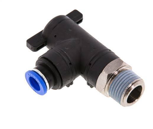 Válvula de bola de codo de 2 vías 10 mm - R1/2'' Plástico/Latón