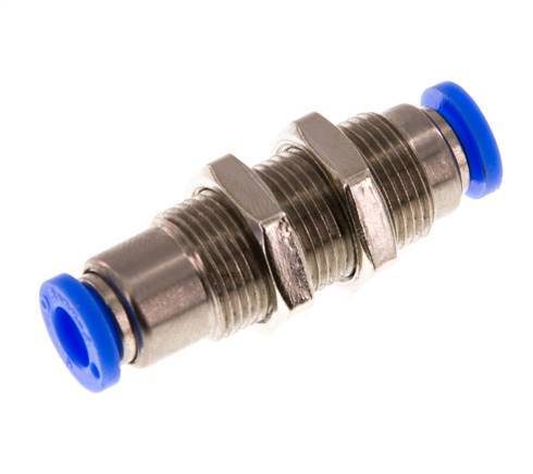 Racor rápido de 6 mm con cierre automático de latón/PBT Pasamuros 0-10bar (0-145psi)