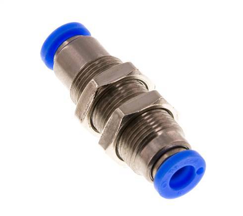 Racor rápido de 6 mm con cierre automático de latón/PBT Pasamuros 0-10bar (0-145psi)