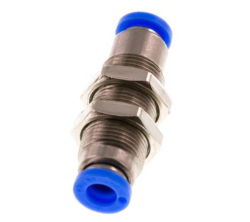 Racor rápido de 6 mm con cierre automático de latón/PBT Pasamuros 0-10bar (0-145psi)