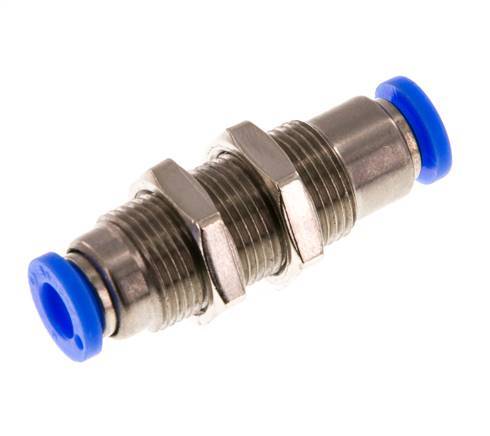 Racor rápido de 6 mm con cierre automático de latón/PBT Pasamuros 0-10bar (0-145psi)