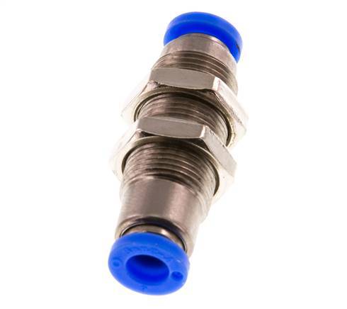 Racor rápido de 6 mm con cierre automático de latón/PBT Pasamuros 0-10bar (0-145psi)