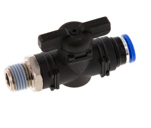 Válvula de bola recta de 2 vías 8 mm - R1/4'' Plástico/Latón