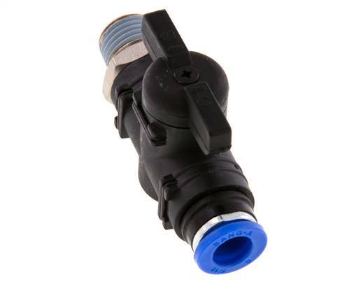 Válvula de bola recta de 2 vías 8 mm - R1/4'' Plástico/Latón