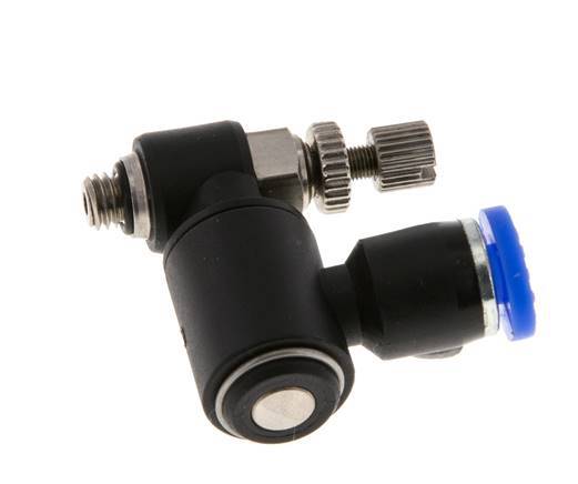Silenciador de control de flujo Meter-Out Giratorio 4 mm - M5 Latón/PA 66