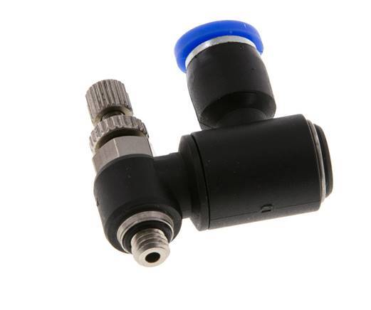 Silenciador de control de flujo Meter-Out Giratorio 4 mm - M5 Latón/PA 66