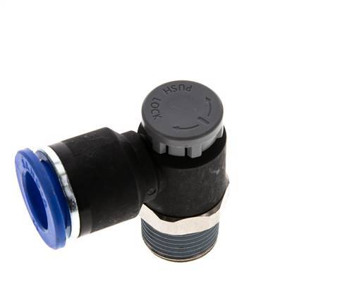 Válvula de control de flujo Codo de salida del medidor 12 mm - R3/8'' Latón/PA 66 Tuerca de seguridad
