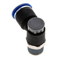 Válvula de control de flujo Codo de salida del medidor 12 mm - R3/8'' Latón/PA 66 Tuerca de seguridad