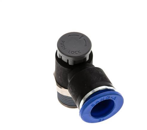 Válvula de control de flujo Codo de salida del medidor 12 mm - R3/8'' Latón/PA 66 Tuerca de seguridad