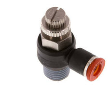 Silenciador de control de flujo Codo de entrada de medidor 6 mm - R1/4'' Latón/PA 66
