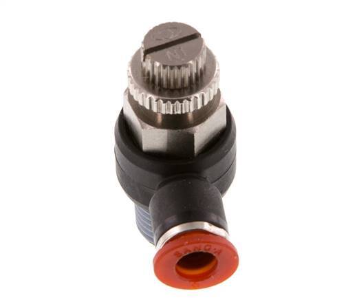 Silenciador de control de flujo Codo de entrada de medidor 6 mm - R1/4'' Latón/PA 66