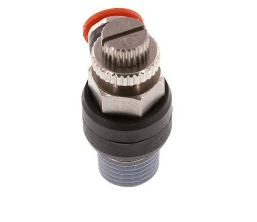 Silenciador de control de flujo Codo de entrada de medidor 6 mm - R1/4'' Latón/PA 66