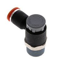 Válvula de control de flujo Codo de medición 8 mm - R3/8'' Latón/PA 66 Tuerca de seguridad