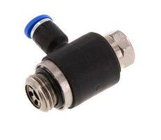 Codo de salida del silenciador de control de flujo 4 mm - G1/4'' Latón/PA 66 Tornillo ranurado