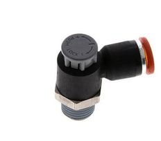 Válvula de control de flujo Codo de medición 8 mm - R1/4'' Latón/PA 66 Tuerca de seguridad