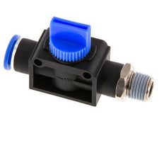 Válvula manual de cierre de 3/2 vías 10 mm - R1/4'' Plástico/Latón Ventilación del lado del tubo
