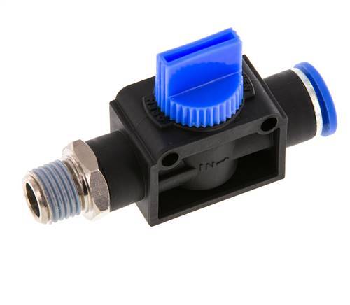 Válvula manual de cierre de 3/2 vías 10 mm - R1/4'' Plástico/Latón Ventilación del lado del tubo