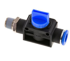 Válvula manual de cierre de 3/2 vías 10 mm - R1/4'' Plástico/Latón Ventilación del lado del tubo