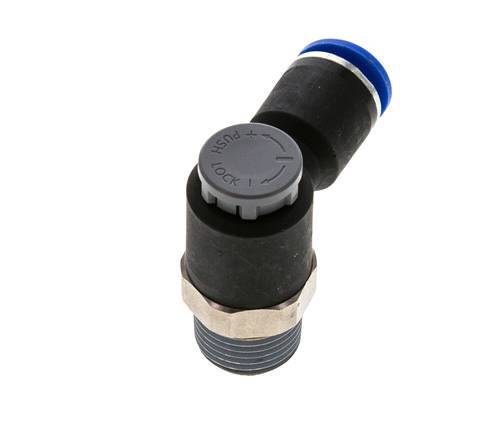 Válvula de control de flujo Codo de salida del medidor 12 mm - R1/2'' Latón/PA 66 Tuerca de seguridad