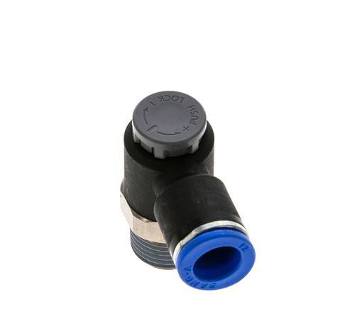 Válvula de control de flujo Codo de salida del medidor 12 mm - R1/2'' Latón/PA 66 Tuerca de seguridad
