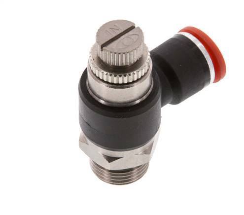 Silenciador de control de flujo Codo de entrada del medidor 10 mm - G3/8'' Latón/PA 66
