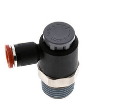 Válvula de control de flujo Codo de medición 8 mm - R1/2'' Latón/PA 66 Tuerca de seguridad