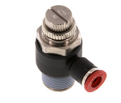 Silenciador de control de flujo Codo de entrada al medidor 6 mm - R3/8'' Latón/PA 66
