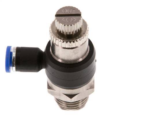 Silenciador de control de flujo Codo de salida de medidor 4 mm - G1/4'' Latón/PA 66