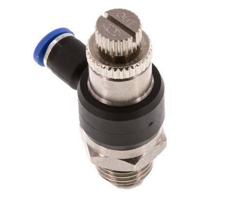 Silenciador de control de flujo Codo de salida de medidor 4 mm - G1/4'' Latón/PA 66