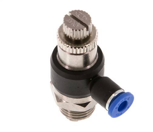 Silenciador de control de flujo Codo de salida de medidor 4 mm - G1/4'' Latón/PA 66
