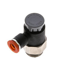 Válvula reguladora de caudal Codo de entrada 6 mm - G3/8'' Latón/PA 66 Tuerca de seguridad