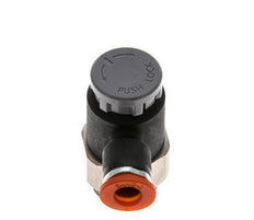 Válvula reguladora de caudal Codo de entrada 6 mm - G3/8'' Latón/PA 66 Tuerca de seguridad