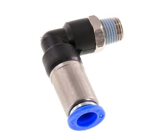 Racor rápido 10mm y R1/4'' Codo autoblocante macho Latón/PBT 0-10bar (0-145psi)