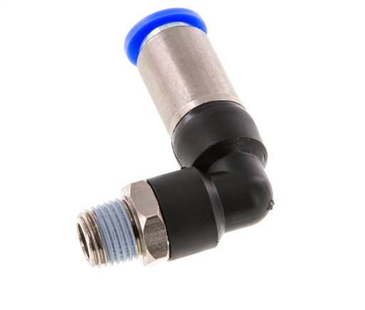 Racor rápido 10mm y R1/4'' Codo autoblocante macho Latón/PBT 0-10bar (0-145psi)