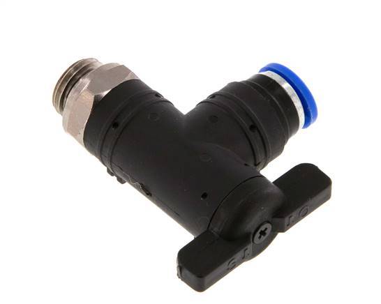 Válvula de bola de codo de 2 vías 8 mm - G1/4'' Plástico/Latón